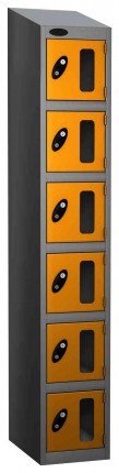 Probe Vision Panel 6 Door Padlock Locking Anti-Stock Theft Locker sloping top fitted yellow