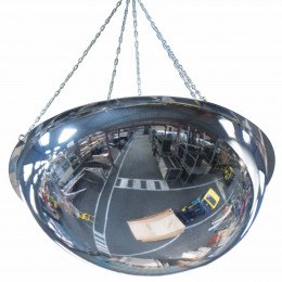 Wide Angle 66cm Polycarbonate Ceiling Dome Convex Mirror - Vialux 3660PC 66cm - showing suspension chain fixing