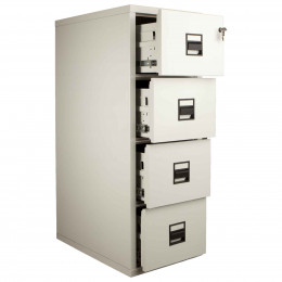 FireKing Vertical 4 Drawer Fire Filing Cabinet with drawers shown slightly open