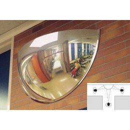 Moravia Panoramic 3 way Vision 90cm 180 degrees 1/2 Dome Convex Wall Mirror in use