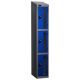 Probe Vision Panel 3 Door Key Locking Anti-Stock Theft Locker sloping top fitted blue