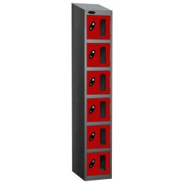 Probe Vision Panel 6 Door Electronic Locking Anti-Stock Theft Locker sloping top fitted red