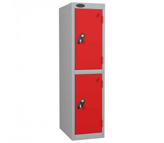 Probe Low 2 Door Steel Locker with Padlock Latch Hasp Lock red