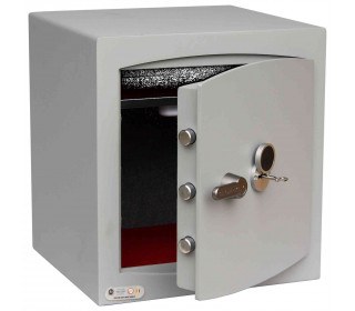 Key Locking Security Safe - Securikey Mini Vault Silver 3K - door ajar