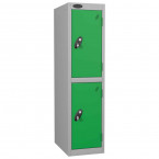 Probe Low Height 2 Door Steel Key Locking Storage Locker green doors and silver body