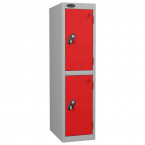 Probe Low Height 2 Door Steel Key Locking Storage Locker red doors and silver body