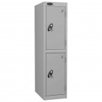 Probe Low Height 2 Door Steel Key Locking Storage Locker silver grey doors and silver body