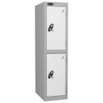 Probe Low Height 2 Door Steel Key Locking Storage Locker white doors and silver body