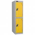 Probe Low Height 2 Door Steel Key Locking Storage Locker Yellow doors and silver body