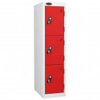 Probe 3 Door Medium Height Storage Locker Latch Hasp Lock - Red Doors