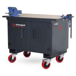 Armorgard Mobile TuffBench Wood Top Workbench With Fitted Vices
