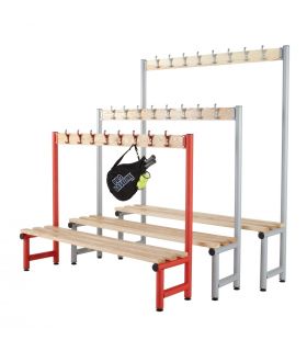 Probe Type D Single Sided Bench with Coat Hooks Ash Slats - group of 3 