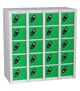 Probe MINIBOX 20 Door Key Locking Stacking Locker with green colour doors