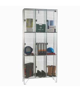 Nest of 3 Wire Mesh Metal Storage 3 Door Locker with nine compartments