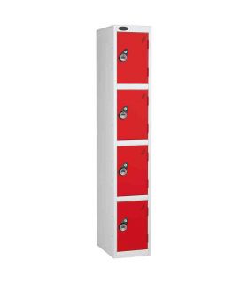 Probe 4 Door Combination Locking High Metal Locker red/white
