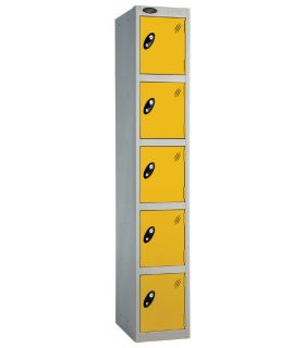 Probe 5 Door Personal Storage Steel Locker Key Locking yellow doors and silver body