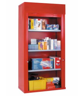 Steel Roller Shutter Door Cabinet 3 Shelves 200x100x50 - Bedford 90215A Red
