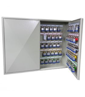 Phoenix KC0503E slightly open inside cabinet is an adjustable hook bars, key tags, key rings, and removable control indexes 