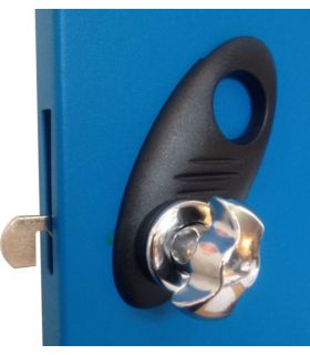 Probe Type B Hasp and Staple Lock fitted to Blue door. If used without a padlock it  just latches the door