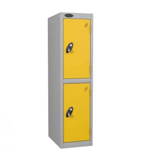 Probe Low Height 2 Door Steel Key Locking Storage Locker Yellow doors and silver body
