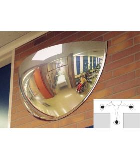 Moravia Panoramic 3 way Vision 100cm 180 degrees 1/2 Dome Convex Wall Mirror in use