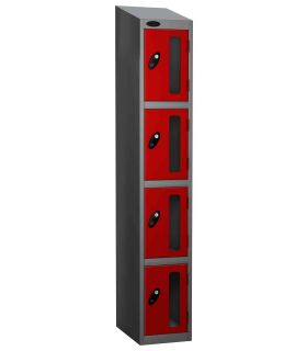 Probe Vision Panel 4 Door Combination Locking Anti-Stock Theft Locker sloping top fitted red