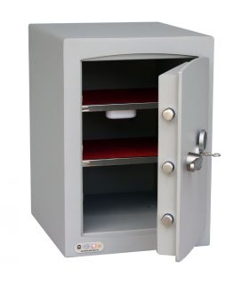 Key Lock Security Safe - Securikey Mini Vault Silver 2K - door ajar