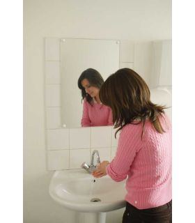Flat Frameless Safety Vanity Mirror 40x60cm - Vialux 4600PLS in use
