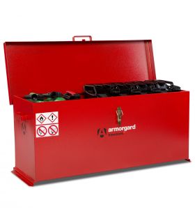 Armorgard Transbank TRB6 Portable Flammable Box 1280mm wide - open with contents
