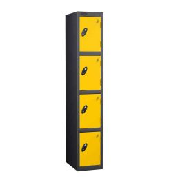Probe 4 Door Handbag Size Steel Storage Locker Key Lock yellow/black