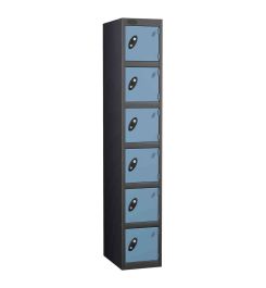 Probe 6 Door Key Locking Personal Storage Steel Locker ocean blue doors and black body