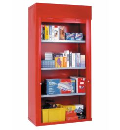 Steel Roller Shutter Door Cabinet 3 Shelves 200x100x50 - Bedford 90215A Red