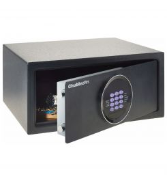 Chubbsafes Air Hotel Door slightly open safe comes with emergency override key