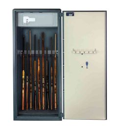 Burton Gamekeeper Gold Eurograde £10,000 Key 9 Gun Cabinet - wide open with guns
