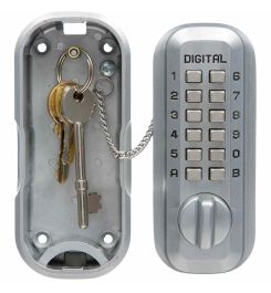 Lockey Digital Spare Door Key Safe - Satin Chrome - open