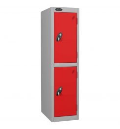 Probe Low 2 Door Steel Locker with Padlock Latch Hasp Lock red