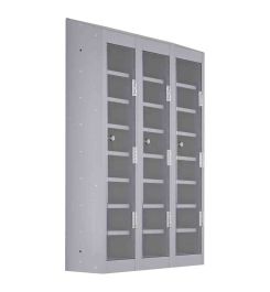 Probe 6 Door Key Locking Clear Vision Anti-Theft Locker silver grey