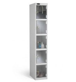 Probe 5 Door Electronic Locking Clear Vision Anti-Theft Locker silver grey