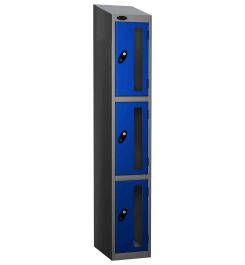 Probe Vision Panel 3 Door Key Locking Anti-Stock Theft Locker sloping top fitted blue