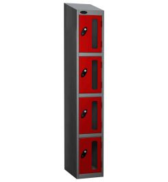 Probe Vision Panel 4 Door Combination Locking Anti-Stock Theft Locker sloping top fitted red