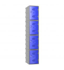Pure extreme 4 tier plastic locker pre-built from 4 modules - Blue