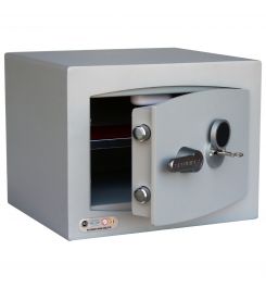 Securikey SFMV1FRK-G Mini Vault Gold Key Lock Security Safe - door ajar with key inserted