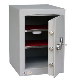 Key Lock Security Safe - Securikey Mini Vault Silver 2K - door ajar
