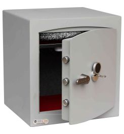 Key Locking Security Safe - Securikey Mini Vault Silver 3K - door ajar