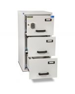 Burton FF300E 3 Drawer Digital Fire Resistant Filing Cabinet - all drawers open
